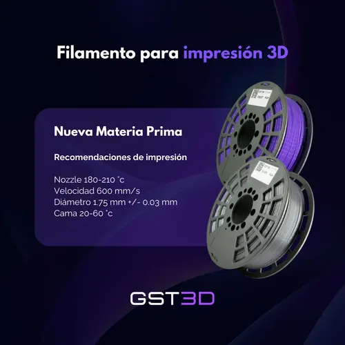 Filamento Gst3d Pla+ Black Edition 1.75mm 1kg 320m