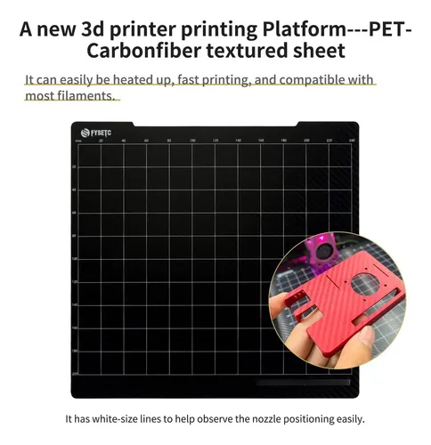 Placa De Impresión Fysetc Prusa Mk52 Mk3s+ Mk4 253,8 X 241 M