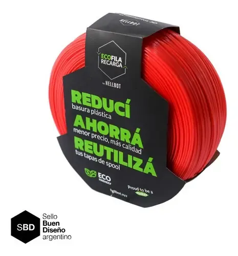 Filamento 3D Hellbot PLA Recarga 1.75mm y 1kg rojo