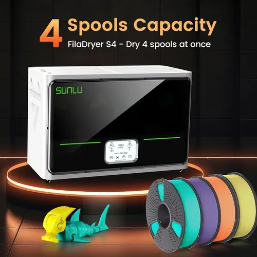 Secador De Filamento 3d Sunlu S4 – Capacidad 4 Bobinas, 350w Con Embalaje Adicional