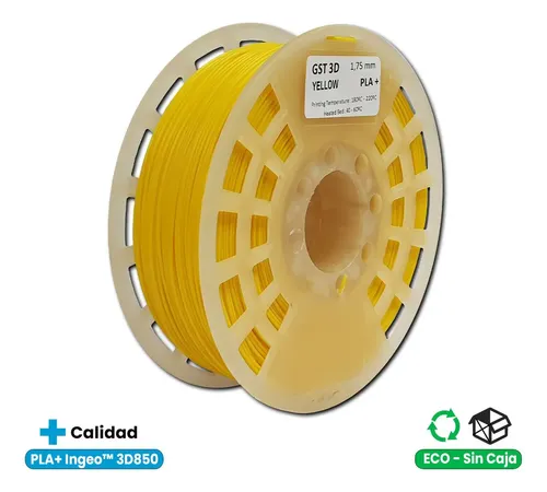 Filamento 3D GST3D PLA+ de 1.75mm y 1kg amarillo