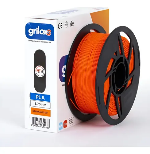 Filamento 3d Pla Grilon3 1kg 1,75mm Color Naranja Flúo