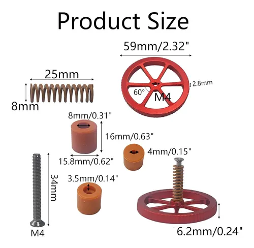 Kit Nivelador Rojo Con Resortes Y Tornillos Para Ender 3d