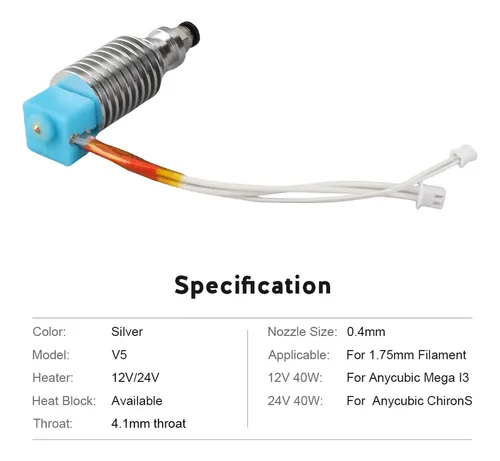 Kit Hot End Multicolor De 24 V, Impresora 3d, Cabezal En J,