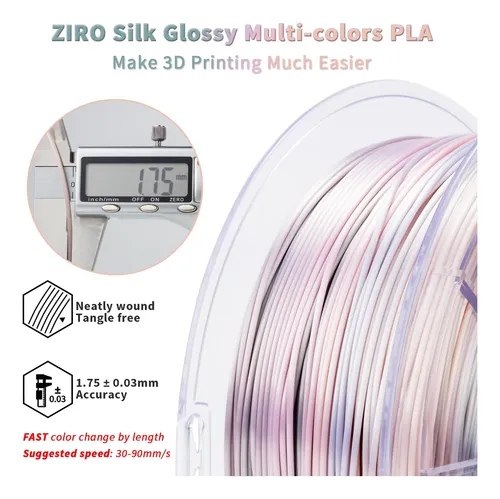 Filamento Ziro Pla 3d, Cambio De Color Gradiente, 1kg Earth Tone(silk)