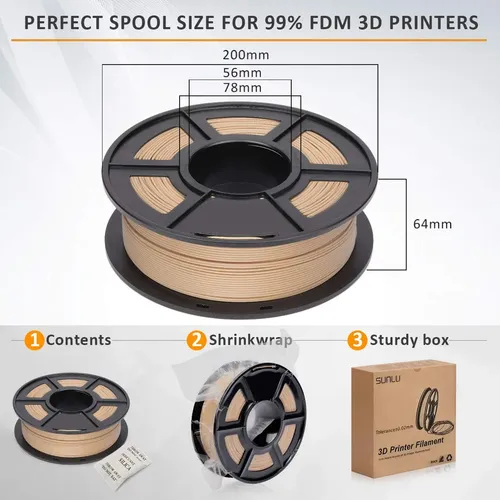 Sunlu Filamento Pla De Fibra De Madera Auténtica, Pla De 1,7
