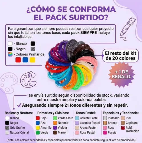 Repuesto Lapiz 3d Filamento 1.75mm X 200mts 20 Colores