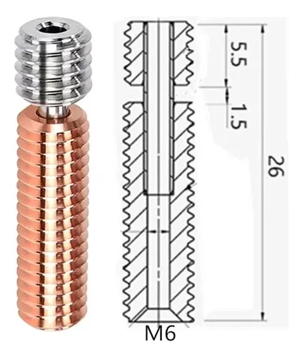 Garganta Heatbreak Bimetálica Mk8 For Hotend De Impresora 3d