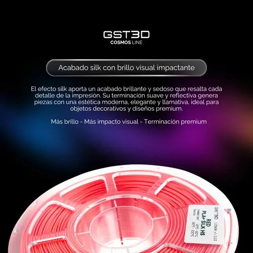 Filamento Pla+ Silk High Speed Gst3d Cosmos 1kg 1.75mm Purpura Glitter