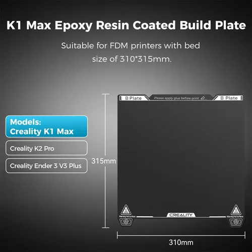 Placa De Construcción Creality K1 Max 32x31cm Recubierta Con
