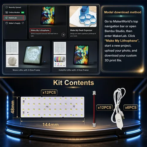 Kit De Retroiluminación Led Lithophane Light Box Bamoacc, 14