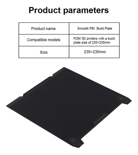 Placa De Construcción Pei Lisa Ender-3v3 Se K1, 235 X 235 Mm