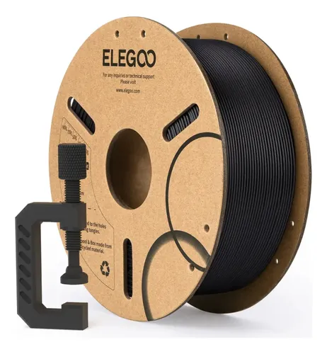 Filamento Elegoo 1.75mm Pla Fibra Carbono Negro, 1kg