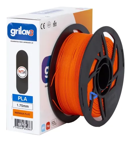 Filamento 3D Grilon3 PLA de 1.75mm y 1kg naranja flúor
