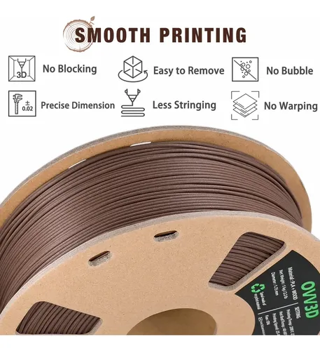 Filamento Pla De Madera De Nogal Ovv3d, 1,75 Mm, 1 Kg Marrón