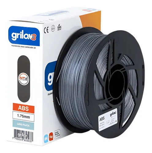 Filamento Abs 1.75mm Grilon3 – 1kg – Impresion 3d Color Gris Plata