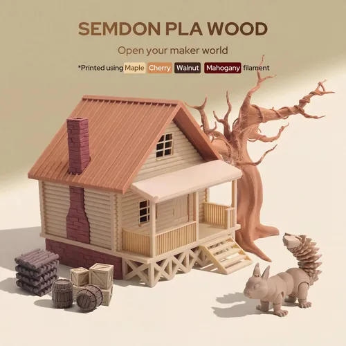 Paquete De Filamentos Semdon Wood Pla De 1,75 Mm, 250 G X 4
