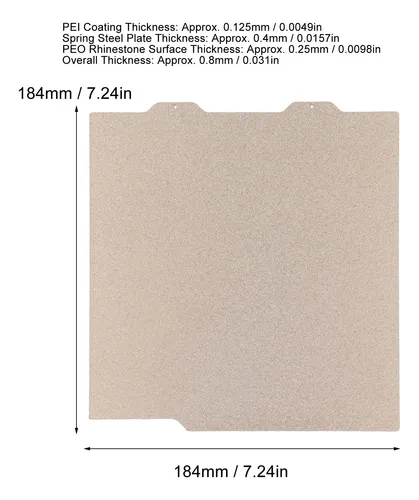 Cama Pei Peo Sheet Build Plate Con Calefacción, 184 X 184 Mm