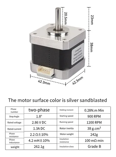 Impresora 3d Nema 42 Stepper Motor+cable Xh2.54 17hs4401 38