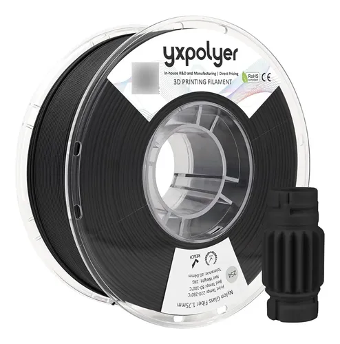 Filamento Nylon Negro Fibra De Vidrio 3d 1kg Resistente