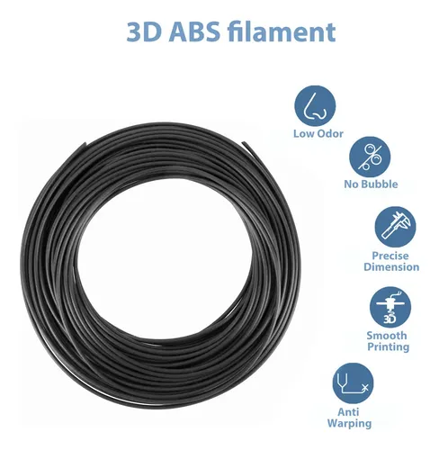 Filamento De Impresora 3d Abs De 10 M, 1,75 Mm, Para Impresi Negro