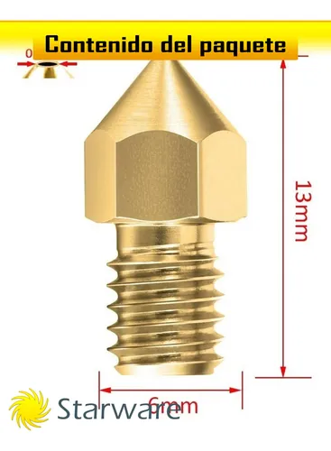 Nozzle 0.4 Mm M6 Bronce Hotend Mk8 Ender Cr Stw