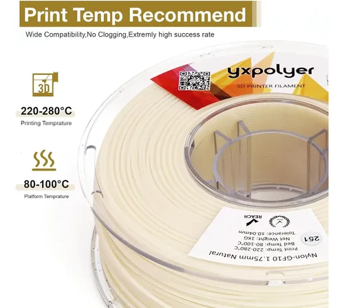 Filamento Nylon Pa6 Con Fibra De Vidrio Blanco 3d