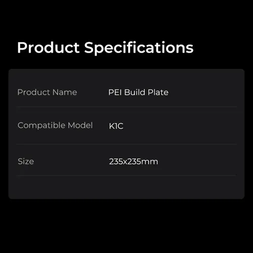 Placa De Impresión Pei K1c Build 235 X 235 Mm, Sin Soft Easy