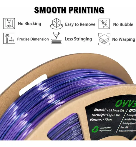 Filamento Pa De 1,75 Mm, Seda De Filamento Para Impresora 3d Púrpura