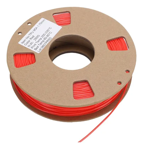 Filamento De Impresora 3d Rojo Rojo 95a, 250 G, 1,75 Mm, Tpu