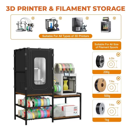 Gabinete Para Impresora 3d Negro Con Tapa Antirruido