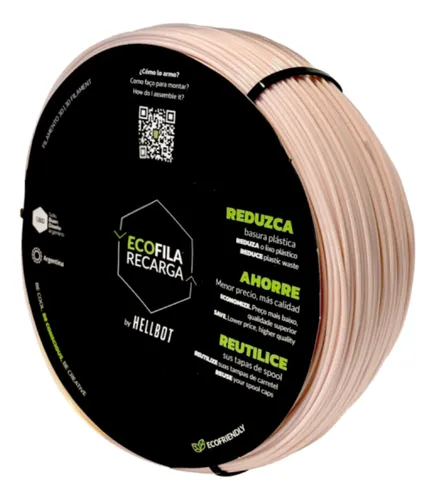 Filamento Hellbot Ecofila Rec Pla Piel/marfil 1,75mm 1kg V2