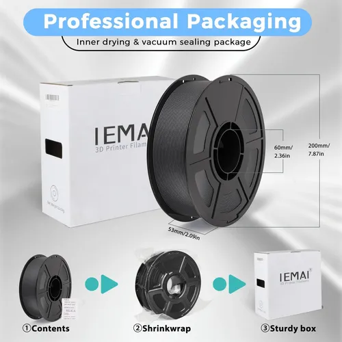 Filamento De Fibra De Carbono Iemai Pa6, 1,75 Mm, 1 Kg, Negr