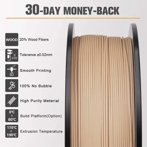 Sunlu Filamento Pla De Fibra De Madera Auténtica, Pla De 1,7