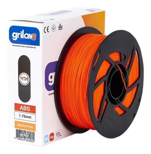 Filamento ABS Naranja Flúo 1.75mm 1kg Impresora 3D Grilon3