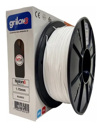 Filamento 3D Grilon3 Nylon 6 1.75mm 1kg Blanco para Engranajes