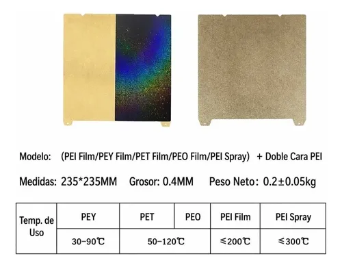 Save Placa Pei Pey 235x235mm Magnetica Creality K1 K1c Gg