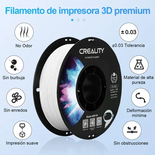 Filamento 3d Abs Creality Blanco 1 Kg 1,75mm