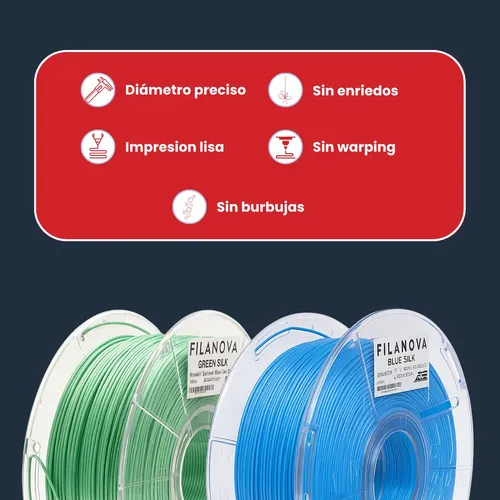 Filamento Silk Pla+ Impresión 3d High Speed Filanova X 1kg Color Green