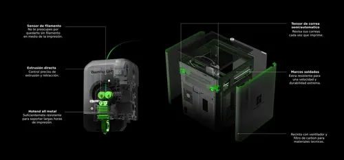 Impresora 3D Bambu Lab P1S Combo AMS color negro con tecnología de impresión FDM