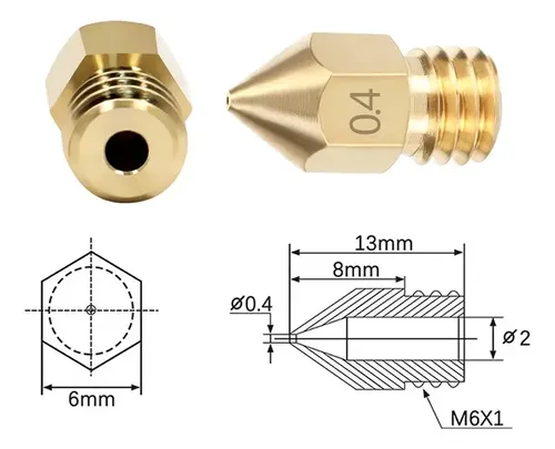Nozzle Pico 0.4 Mm Bronce Hotend Mk8 Ender 3