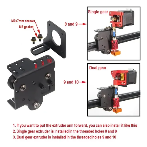 Kit Extrusor Doble Motor Y Placa Aluminio Para Impresora 3d