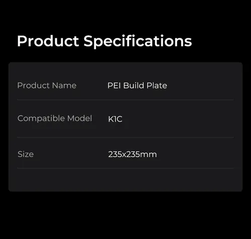 Placa De Construcción B Creality K1c Pei (sin El Adhesivo)
