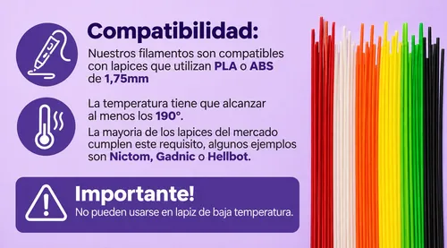 Repuesto Lapiz 3d Filamento 1.75mm X 200mts 20 Colores
