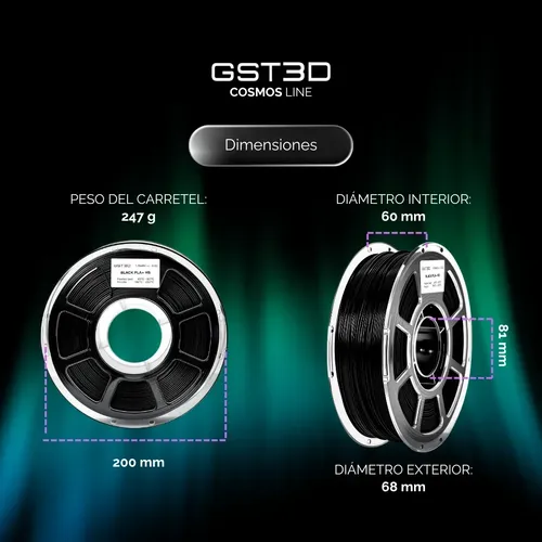 Filamento Pla+ High Speed Gst3d Cosmos 1kg 1.75mm Amarillo