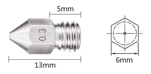 Nozzle Creality Ender-3 Acero Inoxidable Todas Las Medidas