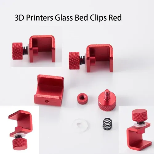 4 Clips Rojo Para Cama Vidrio Impresora 3d Ajustables