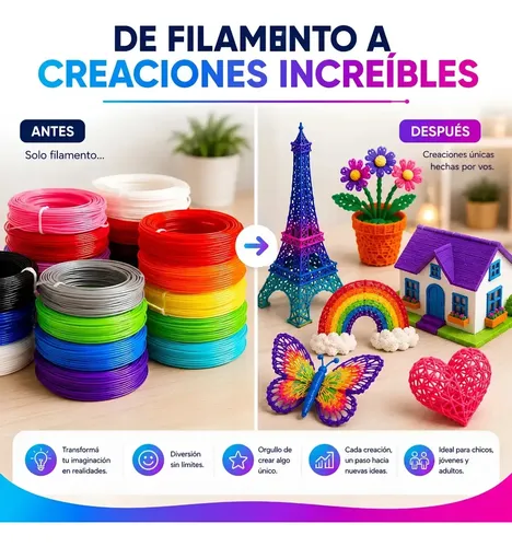 Filamento PLA 1.75mm 5m x10 Colores Para Lápiz 3D Compatibles GST3D