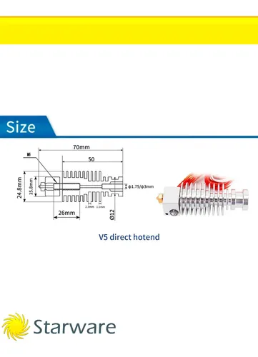 Hotend Te3d Kit V5 Metal Directo