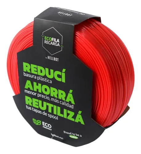 Filamento Hellbot Ecofila Recarga Pla 1,75mm 1kg V2 Color Rojo
